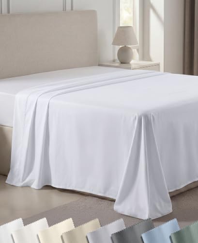 California Design Den King Flat Sheet 600 TC Bright White - Model 01