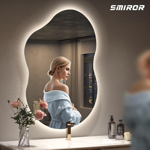 SMIROR 20x32 Backlit Cloud-Shaped LED Bathroom Vanity Mirror - Dimmable & Anti-Fog, 32"L x 20"W