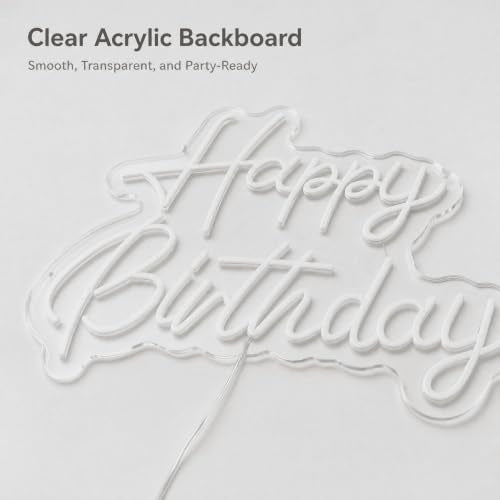 Happy Birthday Neon Sign 22x16.9in LED Dimmable Warm White - Wall Decor & Photo Prop