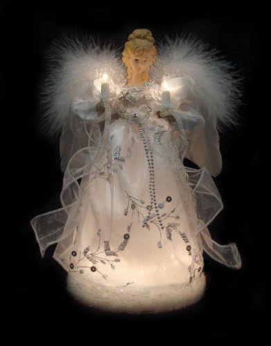 Vickerman Ice Palace Angel Christmas Tree Topper, 12" with Clear Lights