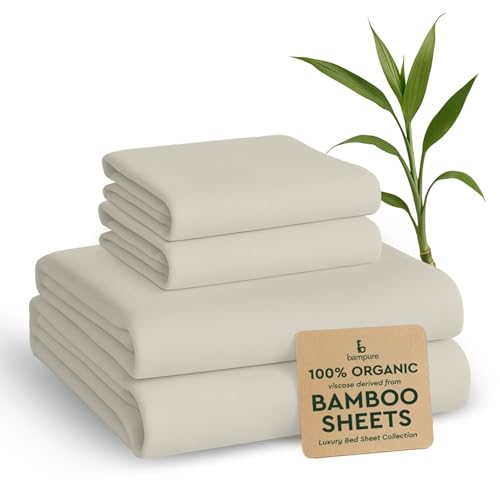 BAMPURE 100% Rayon from Bamboo Sheets King Size - 4pc Cooling