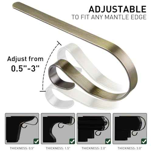 Edoneery Christmas Stocking Holders for Fireplace Mantle with Separate Double-Sided Tapes, 6 Pack Adjustable Non-Slip Metal Stocking Hangers for Mantel Xmas Party Decorations,Bronze