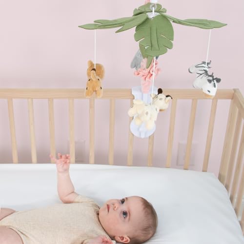 Baby Crib Mobile with Music & Safari Animals - Pink Nursery Decor
