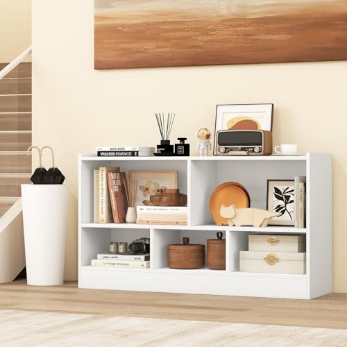 GIANTEX 5 Cube Bookcase - White Freestanding 2-Tier Open Bookshelf