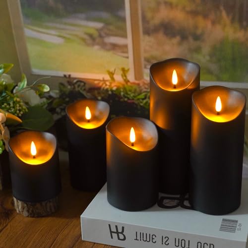 Eebuss Black Flameless Candles with Remote & Timer - Battery Operated LED Set, 9 Pack