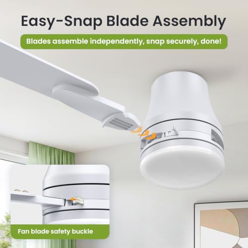 White 52-Inch Ceiling Fan with Lights & Remote - Easy Assembly, Reversible Blades