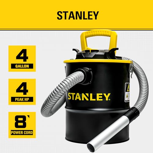 Portable Ash Vacuum Cleaner for Fireplaces and Pellet Stoves - 4 Gallon, 4 HP