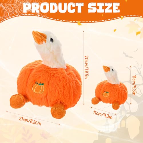 Halloween Pumpkin Goose Gift Stuffed Animals, 5 in 1 Cute Mommy Stuffed Goose Plush with 4 Small Geese, Geese Plushies Pillow for Birthday Gifts Thanksgiving Party Favor Decor(Orange)