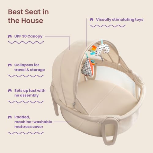 Portable Baby Bassinet with Sun Shade & Mesh Walls - Travel Bed for Newborns 0-5 Months