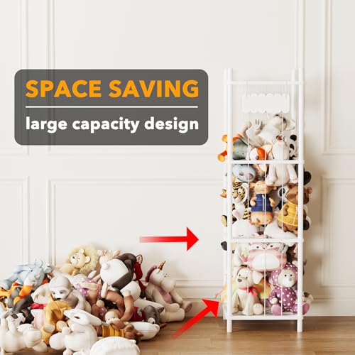 Large Stuffed Animal Storage Organizer 15.8W x 15.8D White Toy Cage for Playroom