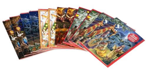 Nativity Themed Advent Calendar Greeting Cards - Assorted Christmas Cards with Envelopes, 12 Pack
