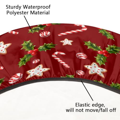 Pardick Christmas Round Fitted Tablecloth with Elastic Edge - 42 Inch, Holiday Decor, Wipeable & Waterproof, Fits 40-44 Inch Tables