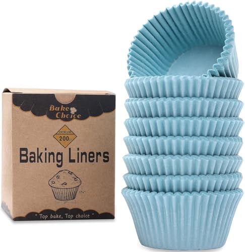 Bake Choice 200 Count Blue Cupcake Liners – Greaseproof Baking Cups for Muffins