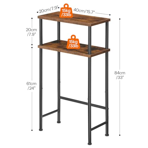 HOOBRO Rustic Brown & Black Narrow Console Table 15.7" Entryway Storage