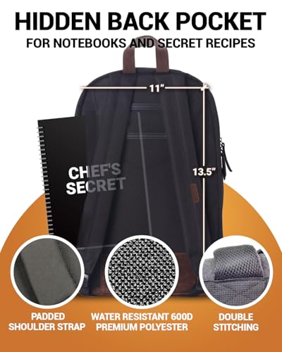 Professional Chef Knife Backpack with Reinforced Handles - Black
