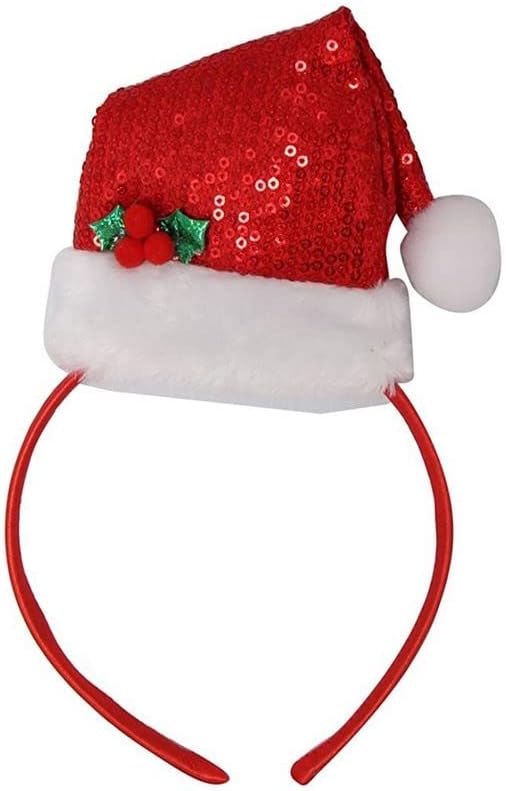 Red Sequin Santa Hat Headband - Festive Holiday Accessory for Christmas Cheer