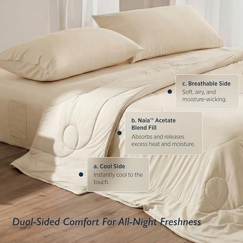 Breescape Cooling Comforter Blanket Queen Ivory 96x96 - Breathable Summer Bedding