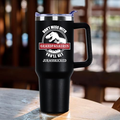 Grandpa Saurus 40oz Tumbler - Grandpa B Variation, Gift Set with Straw