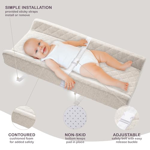 Natural Organic Cotton Baby Changing Pad Cover with Waterproof Foam Mattress - Modera