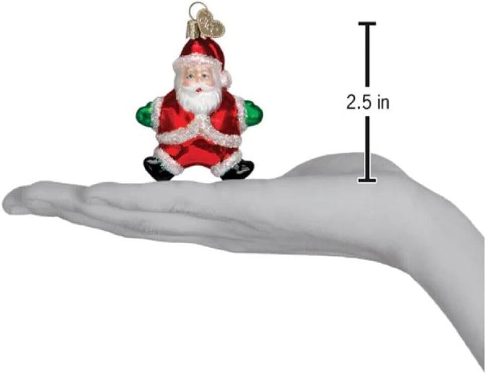 Mid-Century Santa Head Glass Blown Ornament - 3.25” for Christmas Tree Decor