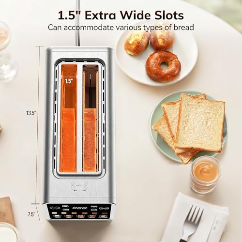 Keenstone 4-Slice Touch Screen Toaster - Wide Slot, Stainless Steel, Green