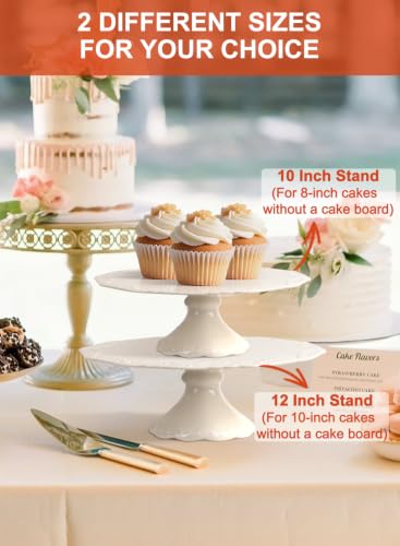 12-Inch White Cake Stand for 10-Inch Cakes Porcelain Pedestal Wedding Dessert Display