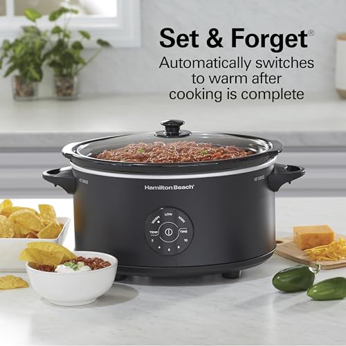Hamilton Beach 7 Qt Portable Programmable Slow Cooker with Lid Latch, 15 Cooking Options