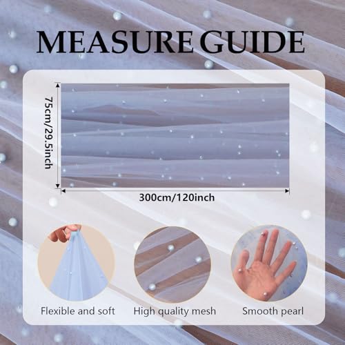 Blue Pearl Tulle Table Runner 10ft with 29.5" x 120" Pearl Cut Edge, Quandjk