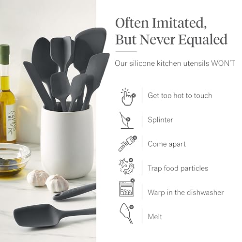 Silicone Kitchen Utensils Set - Charcoal, 10-Piece Essential Cookware Collection with Heat-Resistant Tools
