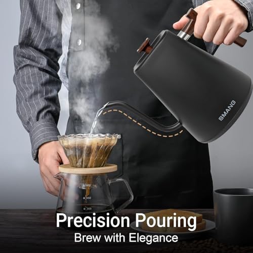SMANGPER 1L Electric Gooseneck Kettle with Precise Temperature Control