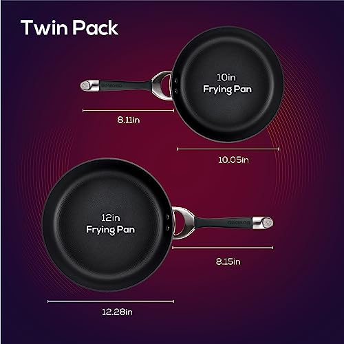 Circulon Symmetry 10" & 12" Hard Anodized Nonstick Frying Pan Set, Black