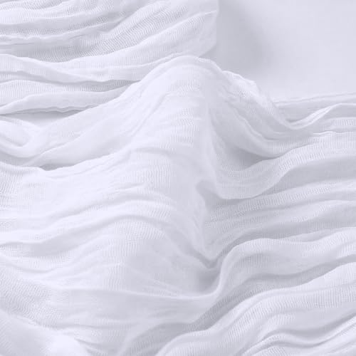 Peppmily 16 Pack White Cheesecloth Table Runners 23 x 120 Inch - 10Ft Set for Events