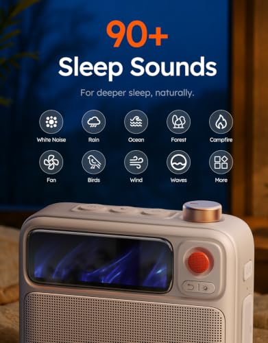 Divoom Flowtoo White Noise Machine with Bluetooth Speaker & Alarm Clock - Calming Visual Display, Bedside Sleep Aid