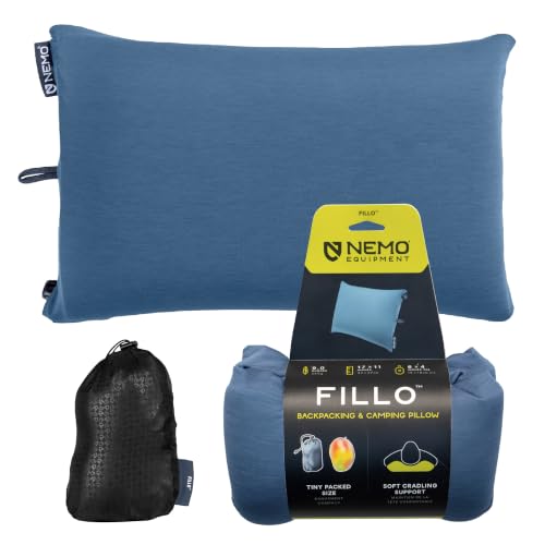 NEMO Fillo Camping Pillow Blue Horizon / Ombre Blue - Ultra-Soft, Packable, Adjustable Support