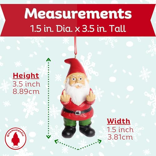 Gnometastic Double Bird Naughty Gnome Christmas Ornament - Funny Holiday Decor for Adults