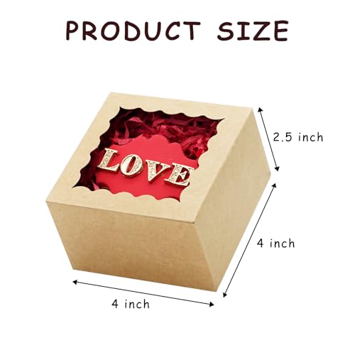 100pcs Cookie Boxes 4x4x2.5 Inch Bakery with Window Dessert Box