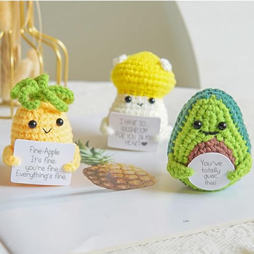 Positive Crochet Animals with Emotional Support Messages - 9 B (Gift Boxed)