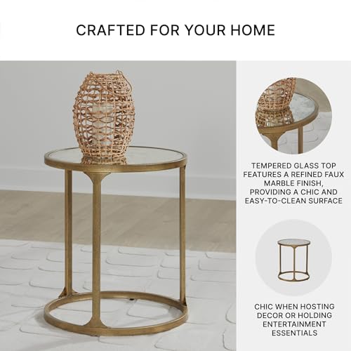 Antique Gold Signature Design by Ashley Korajane Round End Table, 20 Inch