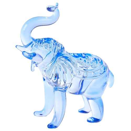 Crystal Blue Elephants Figurines Glass Decor Animal Figurines, Elephant Gifts for Women Collectible Figurines Paperweights Birthday for Mom Friends