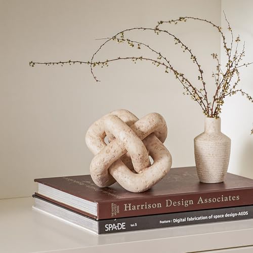DN DECONATION Beige Travertine Knot Decor - Set of 1 Modern Home Accent
