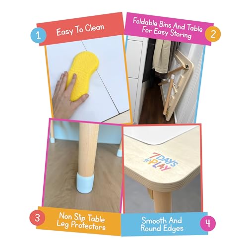 Sensory Play Activity Table with Foldable Legs, Bins & Lid – Toddlers & Kids
