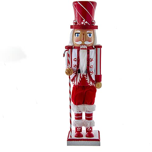 Kurt Adler Peppermint Nutcracker - 15 Inch Holiday Decorative Figurine