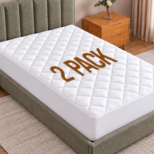White Twin Mattress Pad Set of 2 - Fits 16-inch Deep Pocket Mattresses