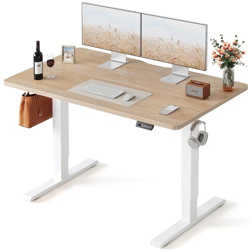 FEZIBO Maple 48x24 Inch Electric Standing Desk - Adjustable Height, 3 Memory Presets