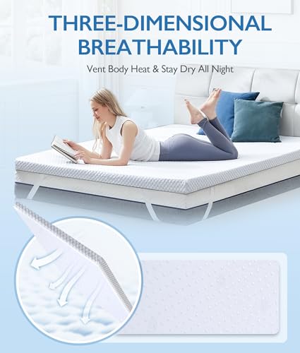 Cooling Memory Foam Mattress Topper Queen 2 Inch Pressure Relief Bed Pad