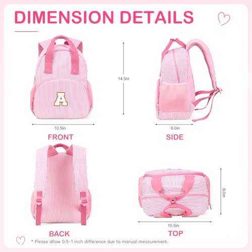 YOOLIFE Toddler Backpack for Girls - Purple L, Personalized Initial, Kids Gift