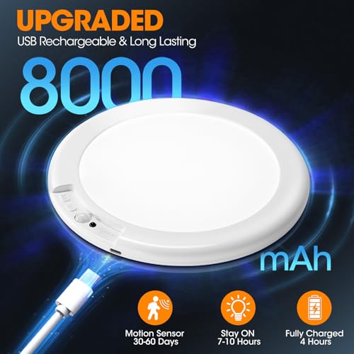 Gotopceed 2-Pack Rechargeable Motion Sensor Ceiling Lights with 3 Color Temperatures