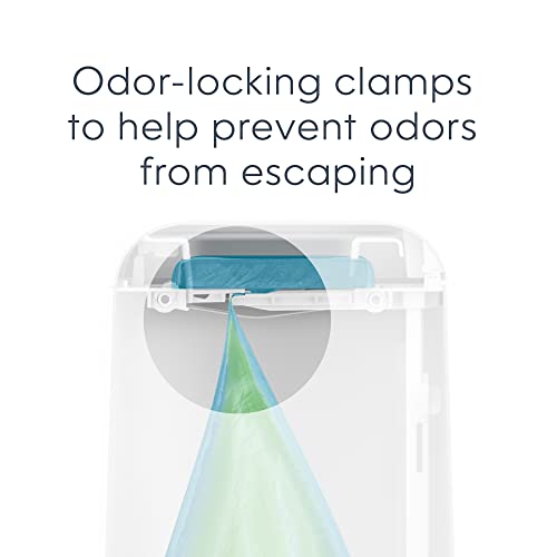 Diaper Genie Signature Pail with Long-Lasting Refill and White Variation — Odor Locking, Hands-Free, Holds 846 Diapers