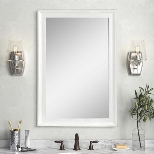 36'' x 24'' White Wall Mirror for Bathroom Rustic Rectangle Vanity Mirror