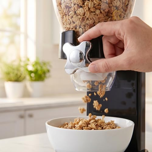 ZevrO Dual Food & Cereal Dispenser 2.2 Cups - Black & Chrome, Airtight